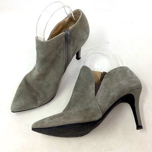 14th & Union Grey Suede Pointed Toe Zipper Booties Women's Size 8M